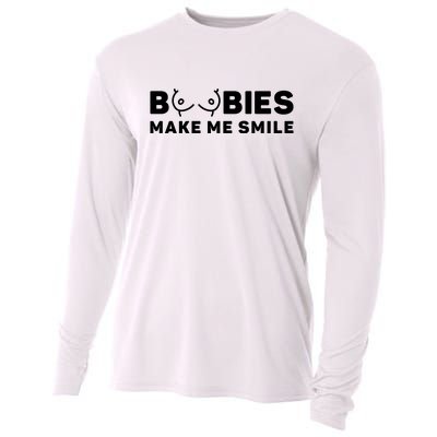 Boobies Make Me Smile Funny Adult Humor Cooling Performance Long Sleeve Crew