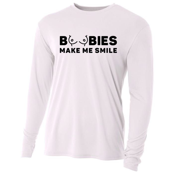 Boobies Make Me Smile Funny Adult Humor Cooling Performance Long Sleeve Crew