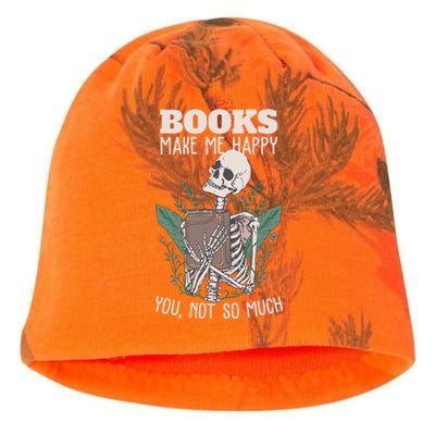 Books Make Me Happy You Not So Much Funny Book Nerd Skeleton Kati - Camo Knit Beanie