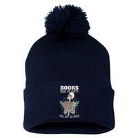 Books Make Me Happy You Not So Much Funny Book Nerd Skeleton Pom Pom 12in Knit Beanie