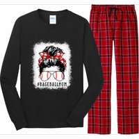 Baseball Mom Messy Bun Proud Mama Baseball Long Sleeve Pajama Set