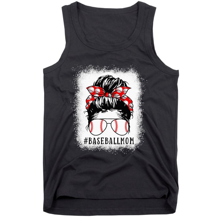 Baseball Mom Messy Bun Proud Mama Baseball Tank Top