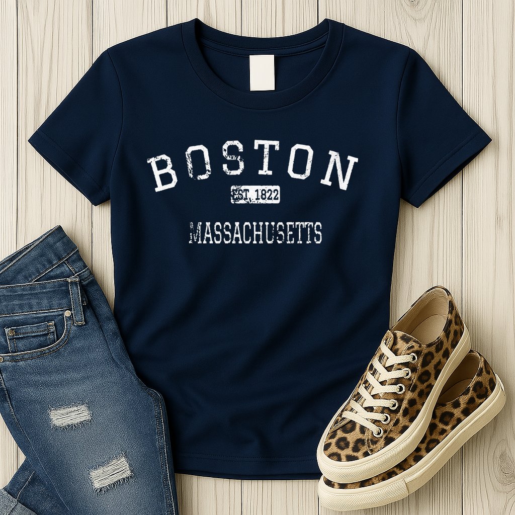 Boston Massachusetts MA Vintage Womens T-Shirt