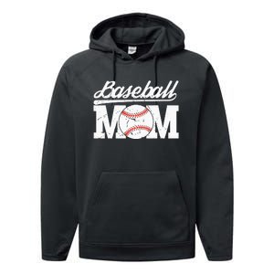 Baseball Mom Messy Bun Proud Mama Baseball Performance Fleece Hoodie