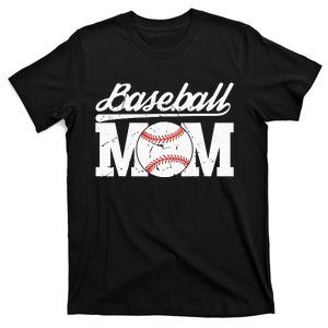 Baseball Mom Messy Bun Proud Mama Baseball T-Shirt