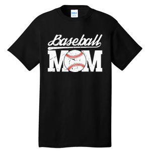 Baseball Mom Messy Bun Proud Mama Baseball Tall T-Shirt