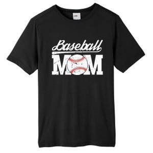 Baseball Mom Messy Bun Proud Mama Baseball Tall Fusion ChromaSoft Performance T-Shirt