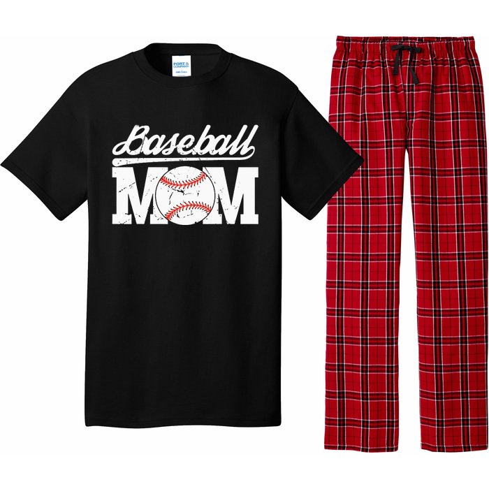 Baseball Mom Messy Bun Proud Mama Baseball Pajama Set