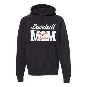 Baseball Mom Messy Bun Proud Mama Baseball Premium Hoodie