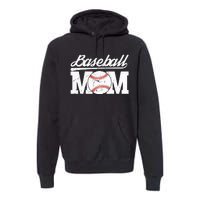 Baseball Mom Messy Bun Proud Mama Baseball Premium Hoodie