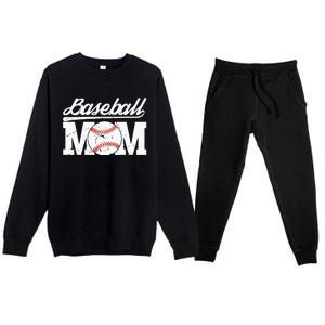 Baseball Mom Messy Bun Proud Mama Baseball Premium Crewneck Sweatsuit Set