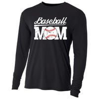 Baseball Mom Messy Bun Proud Mama Baseball Cooling Performance Long Sleeve Crew