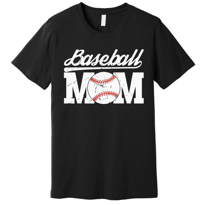 Baseball Mom Messy Bun Proud Mama Baseball Premium T-Shirt