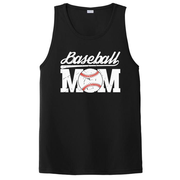 Baseball Mom Messy Bun Proud Mama Baseball PosiCharge Competitor Tank