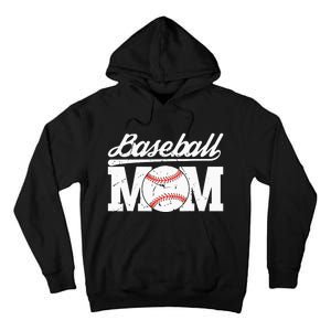 Baseball Mom Messy Bun Proud Mama Baseball Tall Hoodie