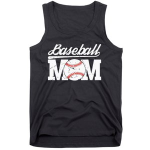 Baseball Mom Messy Bun Proud Mama Baseball Tank Top