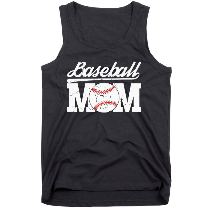 Baseball Mom Messy Bun Proud Mama Baseball Tank Top