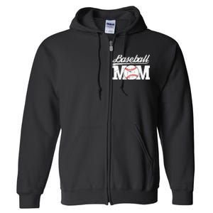 Baseball Mom Messy Bun Proud Mama Baseball Full Zip Hoodie