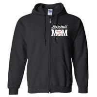 Baseball Mom Messy Bun Proud Mama Baseball Full Zip Hoodie