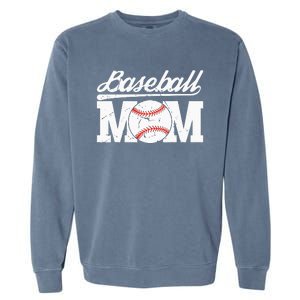 Baseball Mom Messy Bun Proud Mama Baseball Garment-Dyed Sweatshirt