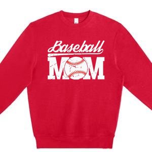 Baseball Mom Messy Bun Proud Mama Baseball Premium Crewneck Sweatshirt