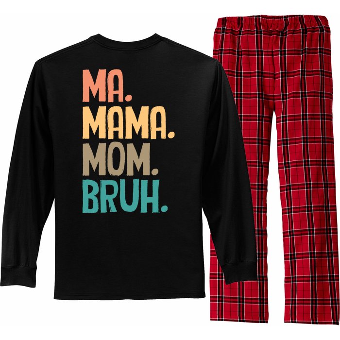 Boy Mom Ma Mama Bruh Funny Front & Back Long Sleeve Pajama Set