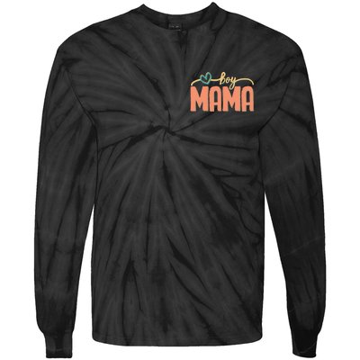 Boy Mom Ma Mama Bruh Funny Front & Back Tie-Dye Long Sleeve Shirt