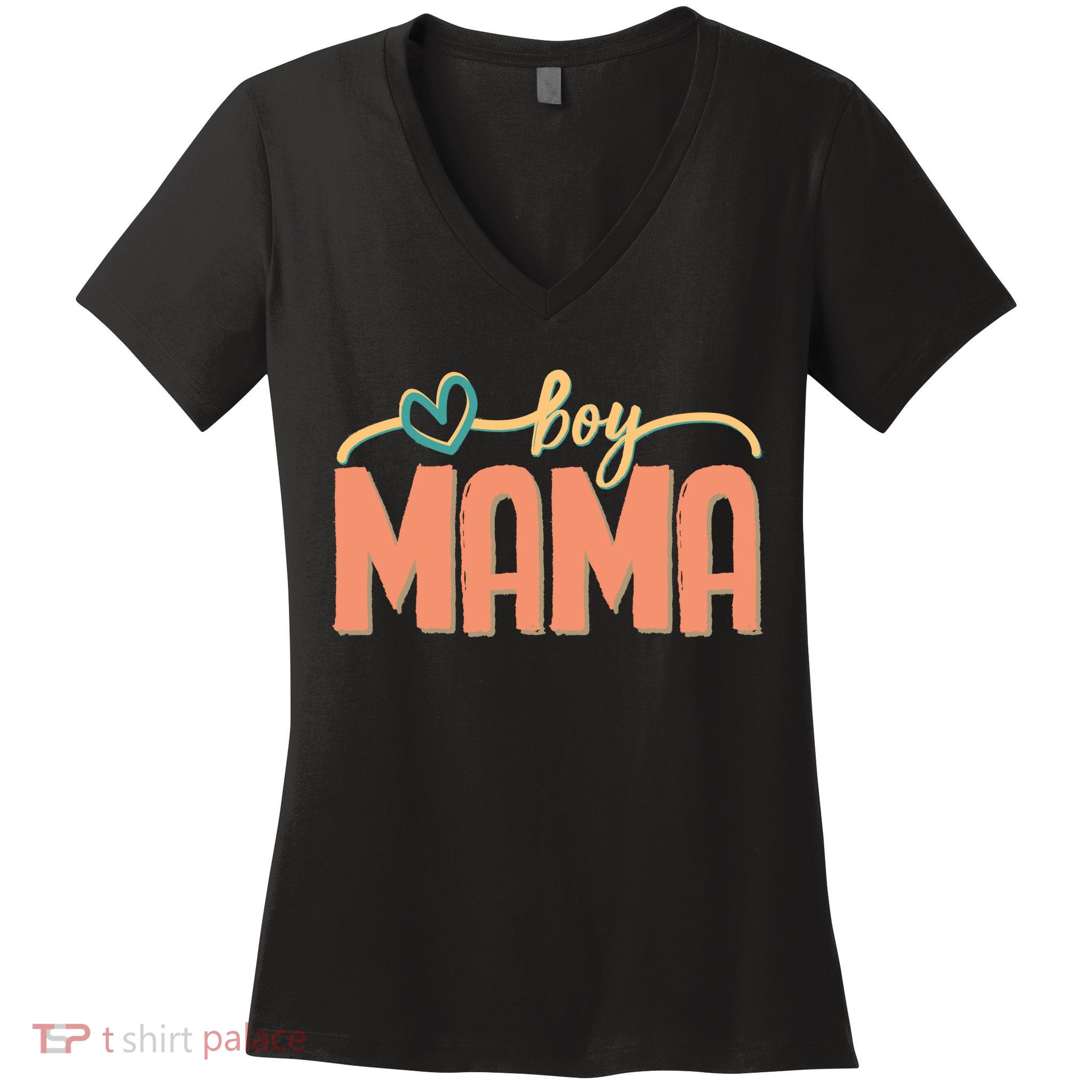 Boy Mom Ma Mama Bruh Funny Front & Back Women's V-Neck T-Shirt