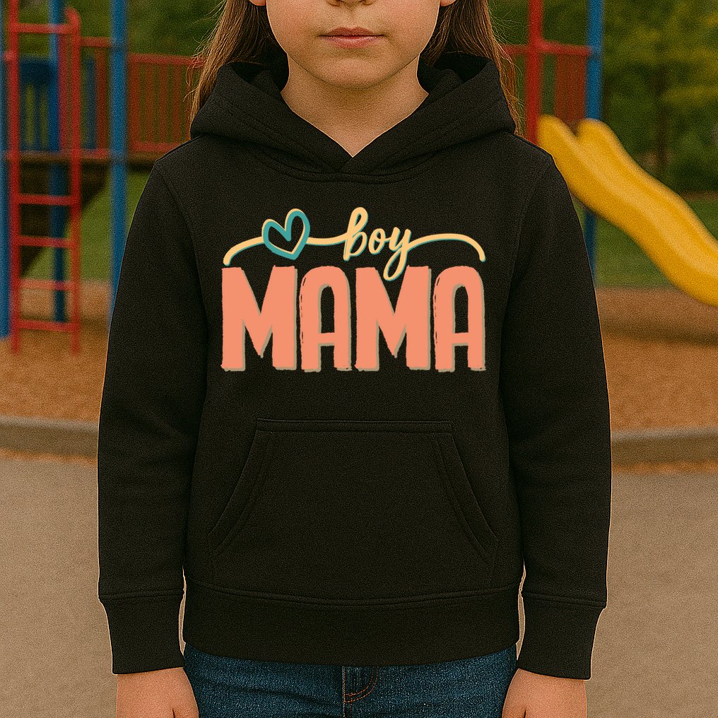Boy Mom Ma Mama Bruh Funny Front & Back Kids Hoodie