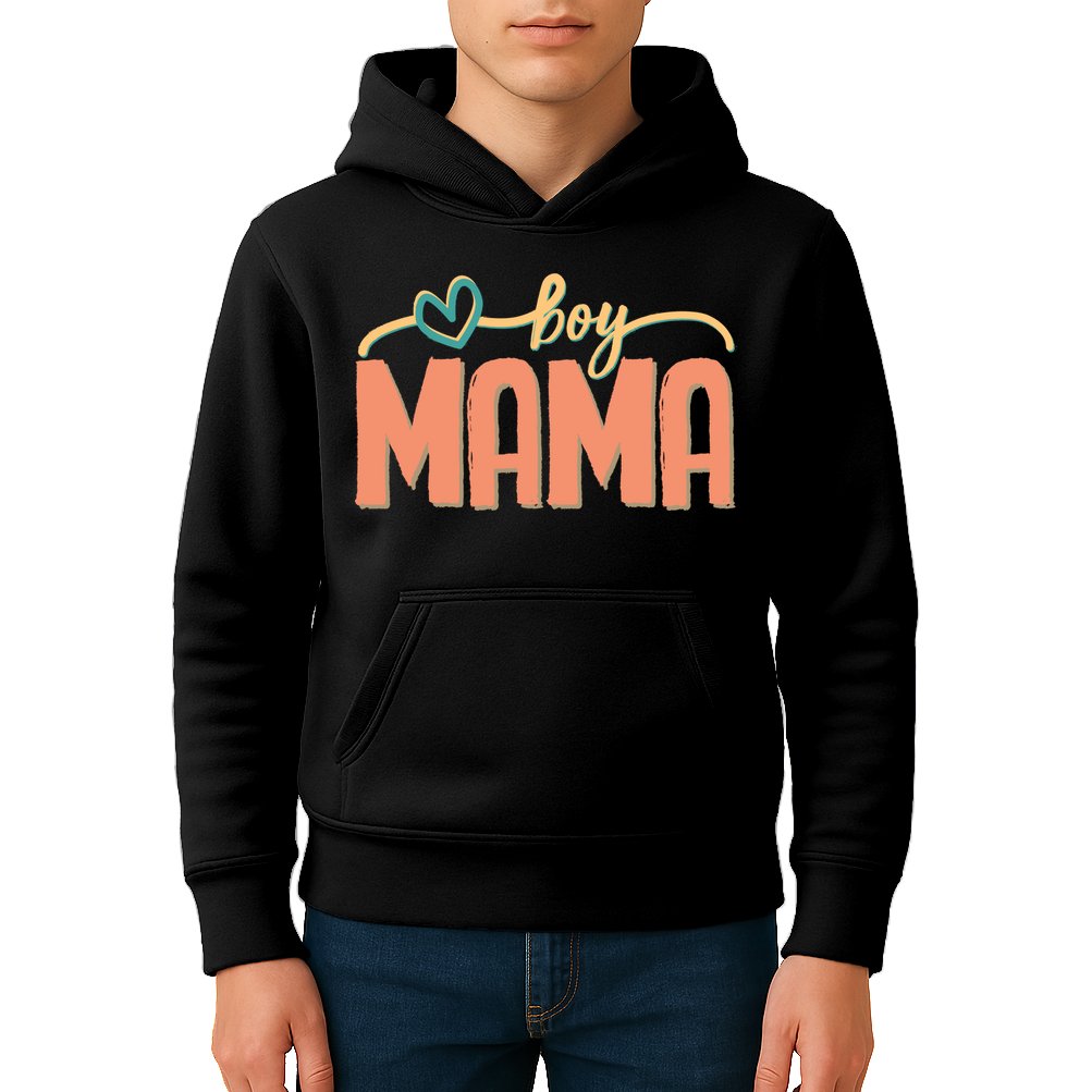 Boy Mom Ma Mama Bruh Funny Front & Back Kids Hoodie