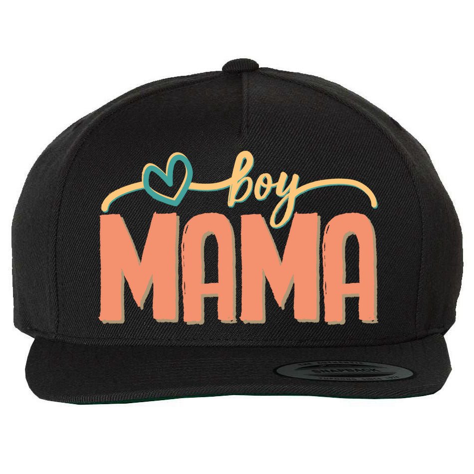 Boy Mom Ma Mama Bruh Funny Front & Back Wool Snapback Cap