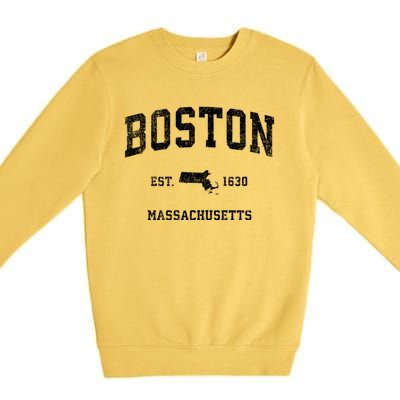 Boston Massachusetts Ma Vintage Sports Design Established Premium Crewneck Sweatshirt