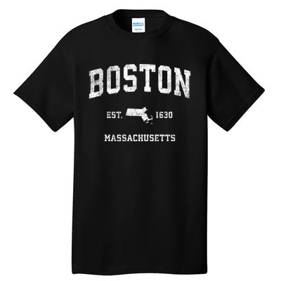 Boston Massachusetts Ma Vintage Sports Design Established Tall T-Shirt