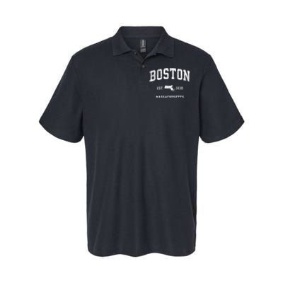 Boston Massachusetts Ma Vintage Sports Design Established Softstyle Adult Sport Polo