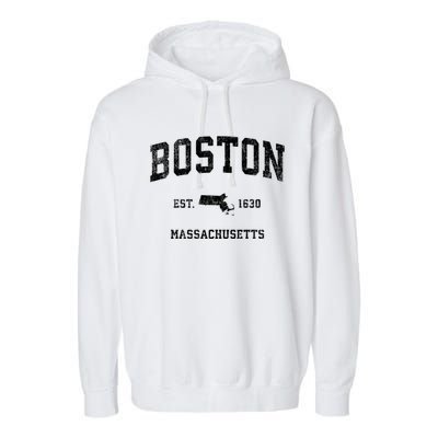 Boston Massachusetts Ma Vintage Sports Design Established Garment-Dyed Fleece Hoodie