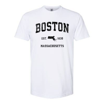 Boston Massachusetts Ma Vintage Sports Design Established Softstyle CVC T-Shirt