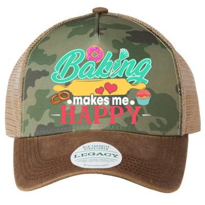 Baking Makes Me Happy Bakers Funny Funny Gift Legacy Tie Dye Trucker Hat