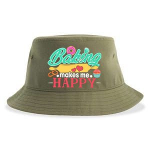 Baking Makes Me Happy Bakers Funny Funny Gift Sustainable Bucket Hat