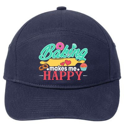 Baking Makes Me Happy Bakers Funny Funny Gift 7-Panel Snapback Hat