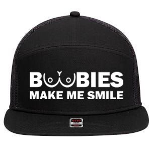 Boobies Make Me Smile Funny Adult Humor 7 Panel Mesh Trucker Snapback Hat