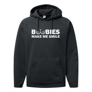 Boobies Make Me Smile Funny Adult Humor Performance Fleece Hoodie