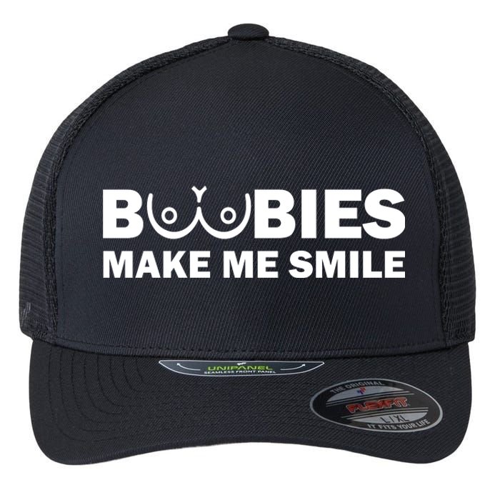 Boobies Make Me Smile Funny Adult Humor Flexfit Unipanel Trucker Cap