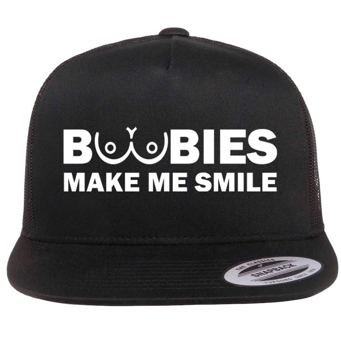 Boobies Make Me Smile Funny Adult Humor Flat Bill Trucker Hat