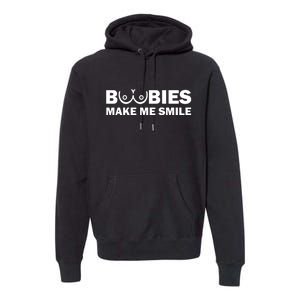 Boobies Make Me Smile Funny Adult Humor Premium Hoodie