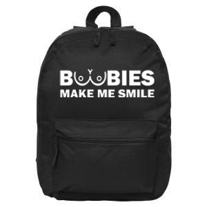 Boobies Make Me Smile Funny Adult Humor 16 in Basic Backpack