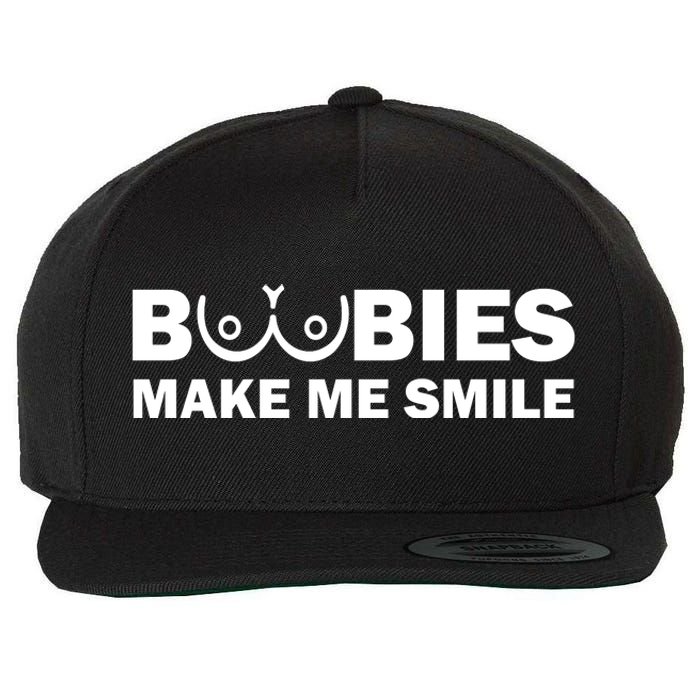 Boobies Make Me Smile Funny Adult Humor Wool Snapback Cap