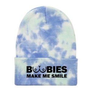 Boobies Make Me Smile Funny Adult Humor Tie Dye 12in Knit Beanie