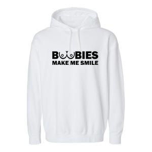 Boobies Make Me Smile Funny Adult Humor Garment-Dyed Fleece Hoodie