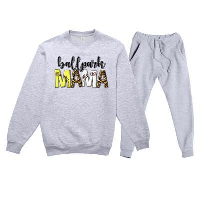 BallPark Mom Mama Baseball Softball Mother's Day Premium Crewneck Sweatsuit Set