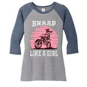 Braap Motorcycle Motocross Shirts Dirt Bike Women's Tri-Blend 3/4-Sleeve Raglan Shirt